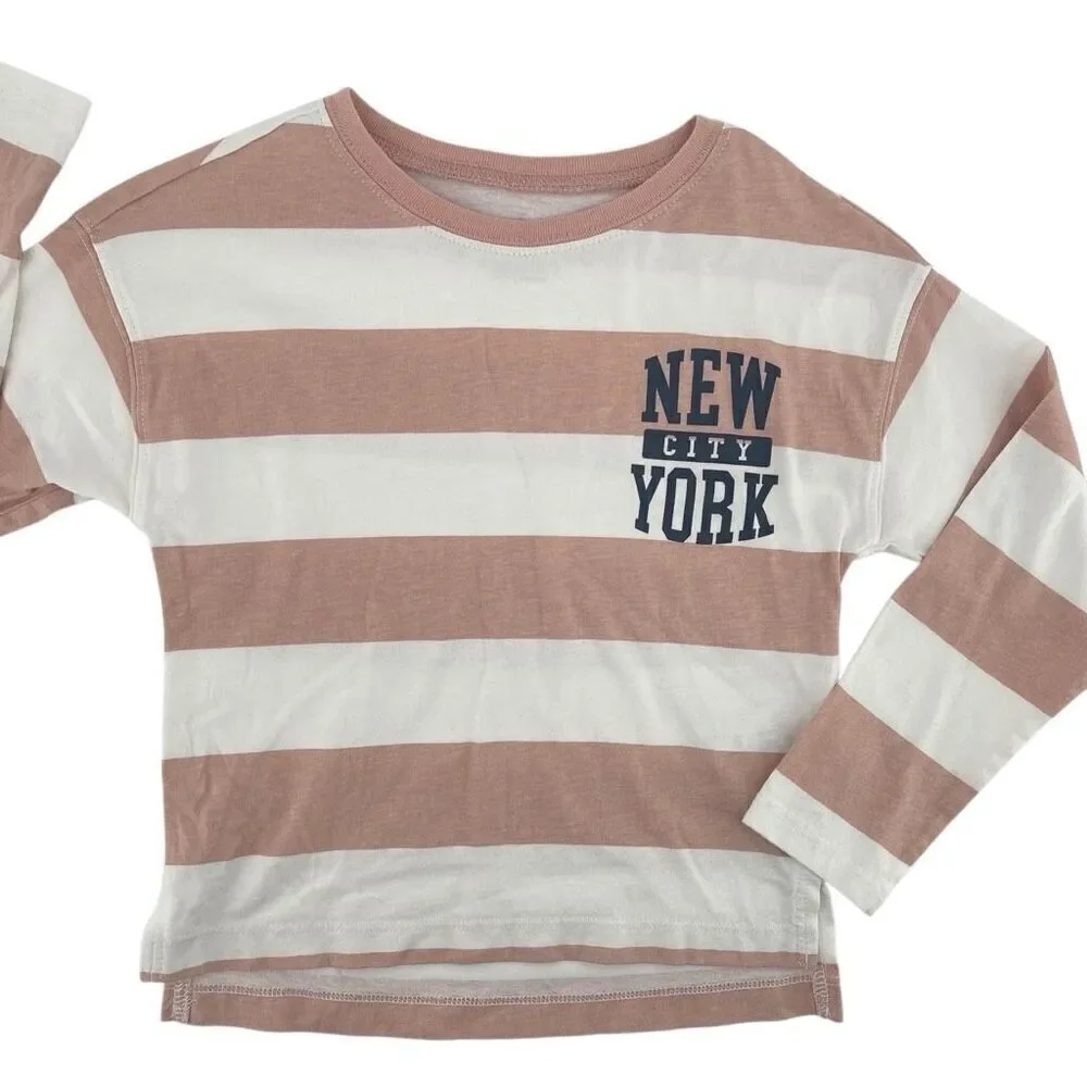 Carter’s Girl’s New York City Pink White Striped Long Sleeve Top Size 5